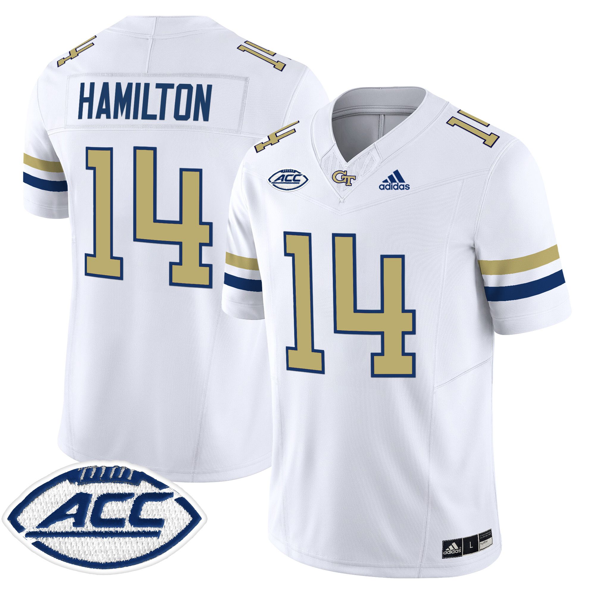 Men Georgia Tech #14 Hamilton White Asidas 2024 Vapor Limited NCAA Jersey->more ncaa teams->NCAA Jersey
